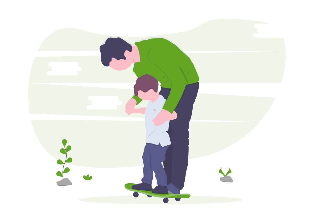 Ilustracion de niños - Niño con su padre